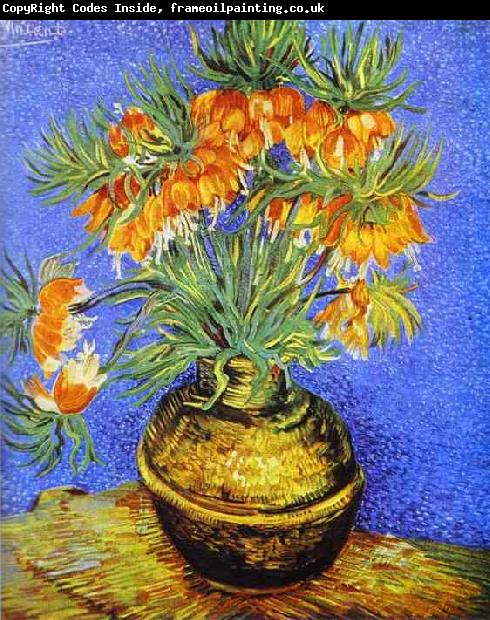Vincent Van Gogh Crown Imperial Fritillaries in Copper Vase